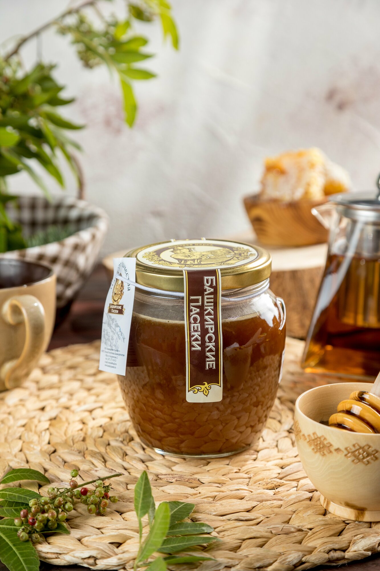Амфора гречишный мёд, 650 гр, мед натуральный башкирский
