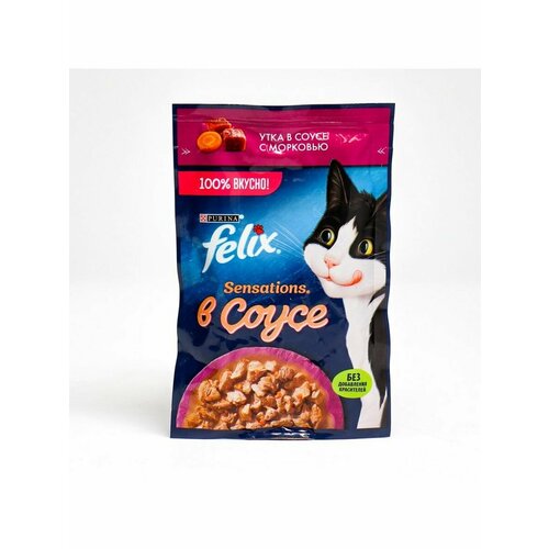 Влажный корм FELIX Sensations для кошек, утка/морковь в соус