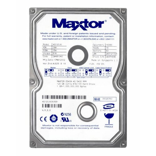 Жесткий Диск Maxtor 4G120J6 120Gb 5400 IDE 35 HDD 5225₽