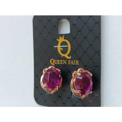 Серьги , искусственный камень, золотой