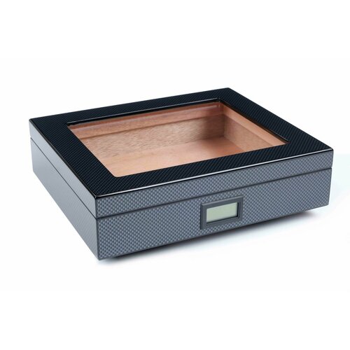 Шкатулка Tom River со стеклом на 30 сигар, Карбон 560-256