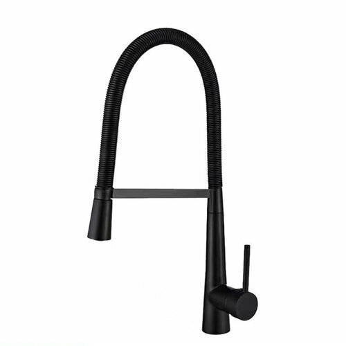 Смеситель для кухни ther пружинный с гибким изливом черный