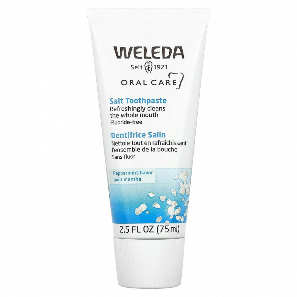 Weleda, Oral Care, солевая зубная паста, без фторидов, со вкусом перечной мяты, 75 мл