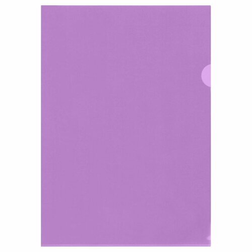 Папка-уголок СТАММ А4, 150мкм, пластик, прозрачная, фиолетовая (40 шт)