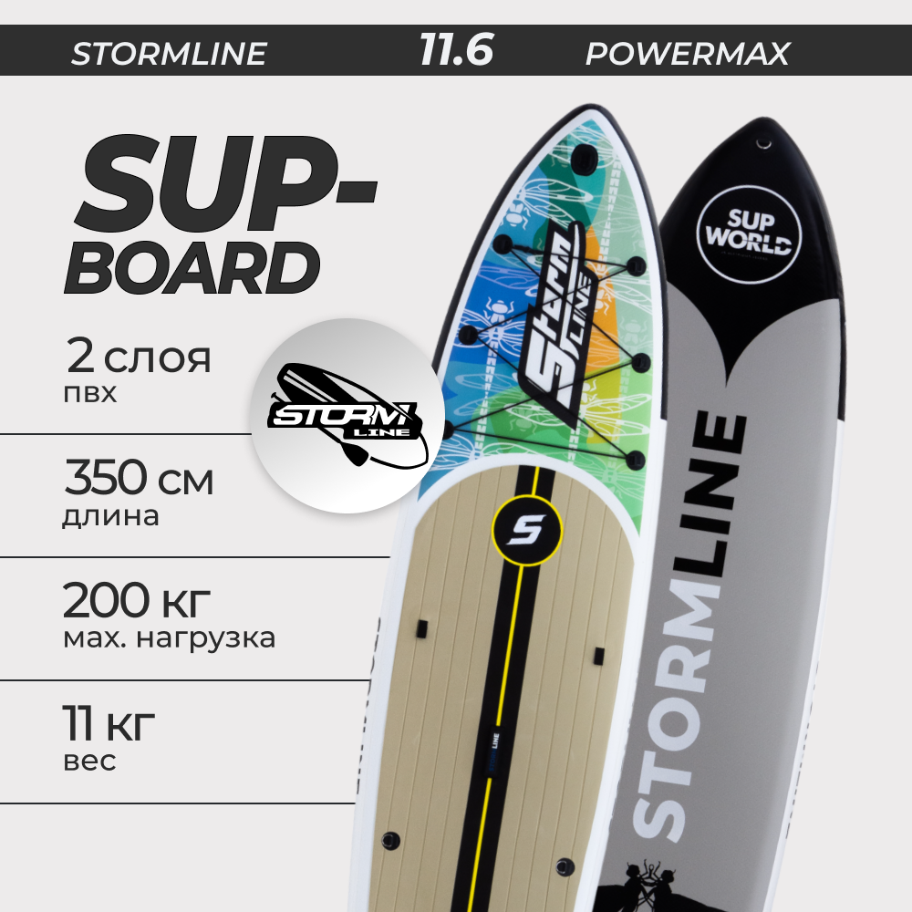 Сап борд надувной двухслойный для плаванья Stormline PowerMax 11.6 / Доска SUP board / Сапборд