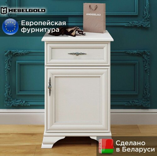 Изображение товара Комод тумба Кентаки / Kentaki KOM1D1S/P белый МебельГолд, 54.5х34.5х83 см