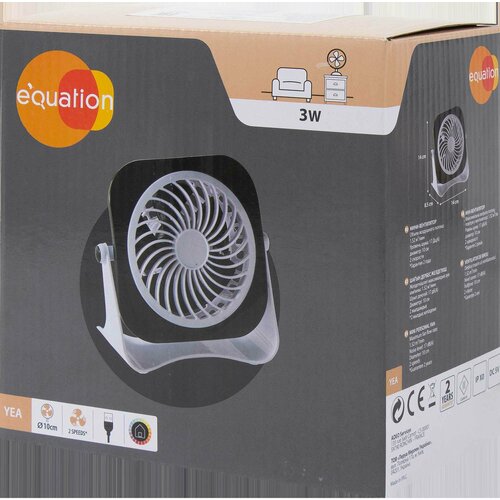 Вентилятор настольный Equation Yea USB 3 Вт D10 см цвет черный 155800₽