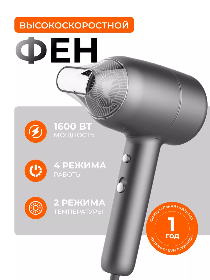 Фен Deerma Hair Dry DEM-CF41W-G Grey.