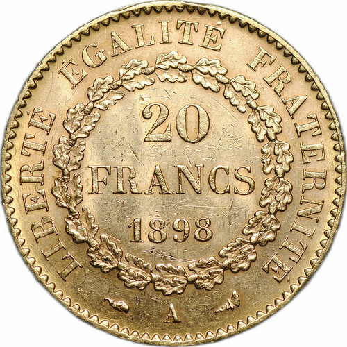 Монета 20 франков 1898 A Франция