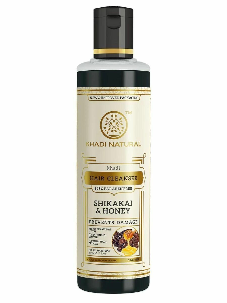Шампунь-кондиционер травяной Шикакай и Мёд Shikakai and Honey для всех типов волос Khadi, 210мл
