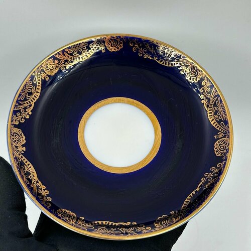 Фарфоровое Чайное Блюдце Диаметр 145 см Цветок Кобальт ЛФЗ СССР 890₽