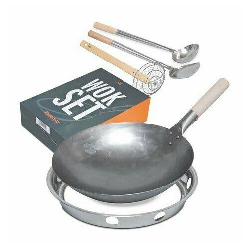Комплект аксессуаров для WOK сковорода Wok подставка под сковороды половник лопатка дуршлаг 14430₽