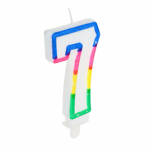 Капитан Весельчак Свеча для торта в форме цифры, с подставкой (7), парафин, PP, 24 штуки