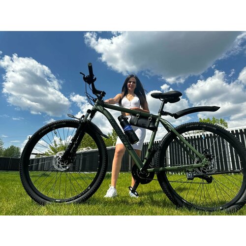 Взрослый горный велосипед RICHIESTO 275 с алюминиевой рамой 21 зеленый матовый модель 2024 26100₽