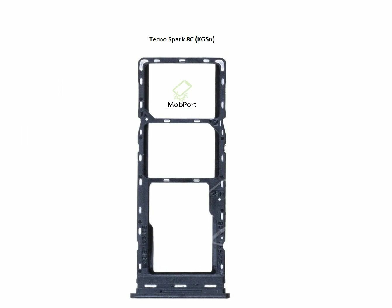 Держатель сим-карты, для Tecno Spark 8C (KG5n), чёрный, металл, пластик — фото 1