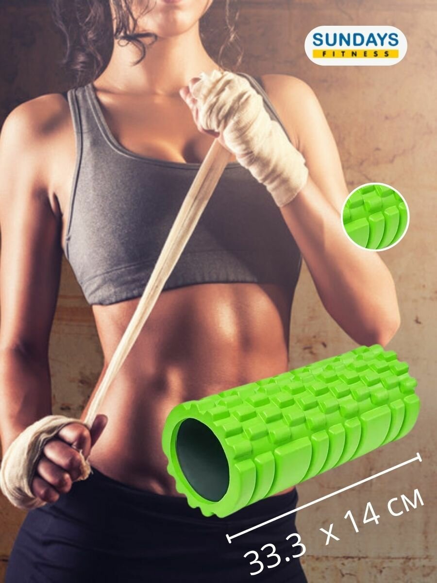 Массажный ролик Sundays Fitness IR97435B 33,5х14 см, зеленый