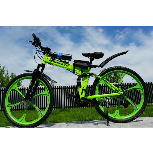 Велосипед складной Двухподвесной Richiesto 26 дюймов Дисковый тормоз салатовый 30500₽