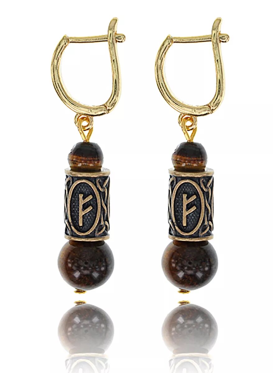 Серьги Вербица, тигровый глаз