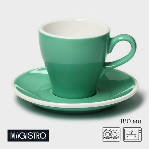 Кофейная пара фарфоровая Magistro Coffee time 180 мл цвет бирюзовый 978₽