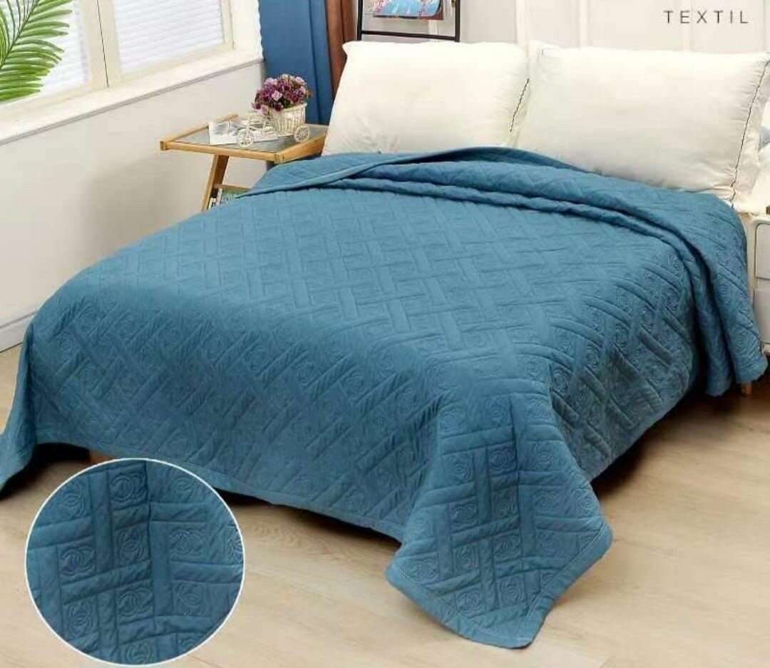 фото Покрывало хлопковое стеганое двустороннее на кровать 220х240