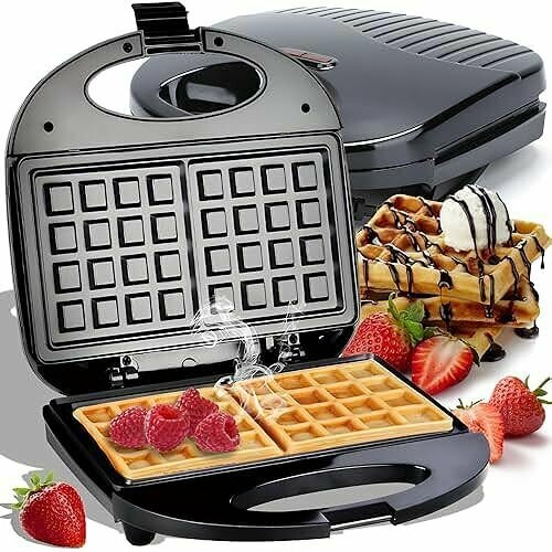 Вафельница Retoo для традиционной 2-х бельгийских вафельниц мощность 750 Вт форма для выпечки 225 x 225 см классическая компактная вафельница в тонком дизайне пластины Двойная вафельница 220 В черная 1035800₽