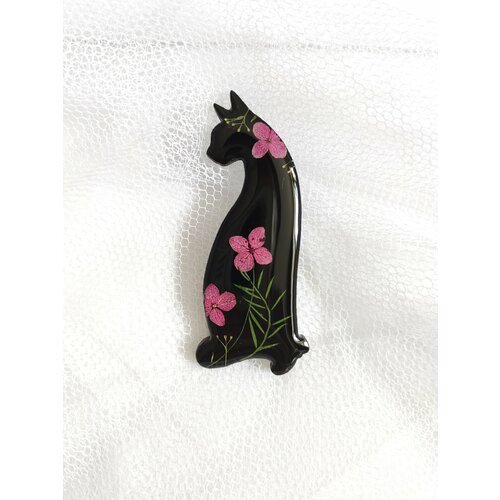 Брошь J.Mi, дерево, черный