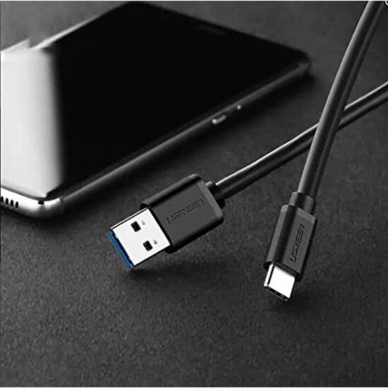 Кабель Ugreen US184 USB 3.0 USB-A - USB-C, 1 м, черный — фото 1