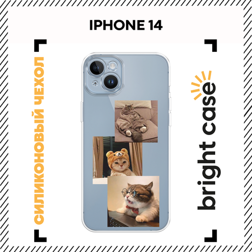 фото Чехол на apple iphone 14 / айфон 14 с принтом домашние коты, прозрачный bright case