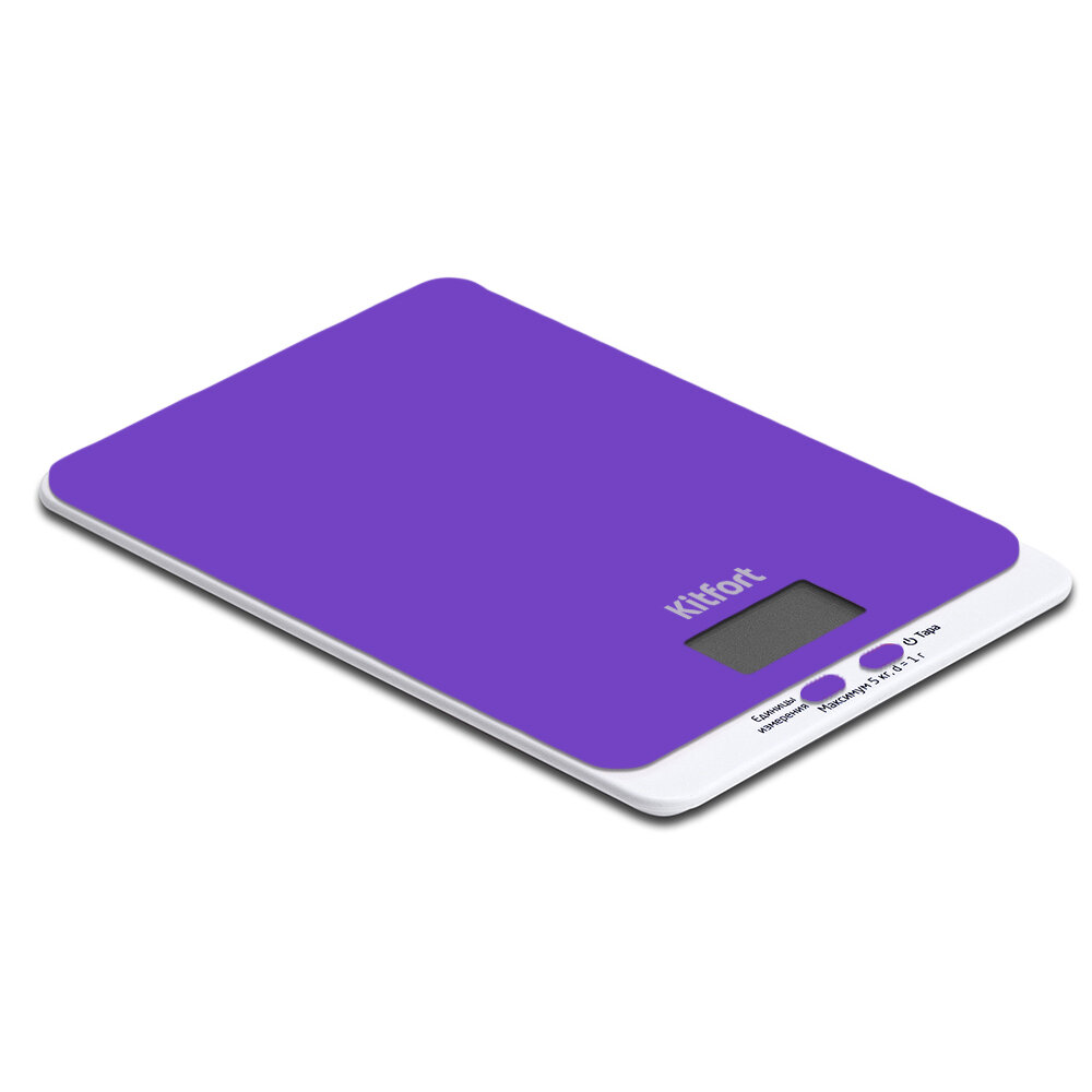 Весы кухонные Kitfort KT-803-6 ЖК-дисплей платформа из закаленного стекла макс. нагрузка 5 кг цвет фиолетовый