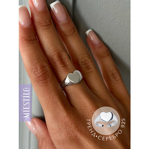 Печатка MIESTILO, серебро, 925 проба, родирование, размер регулируется, серебристый