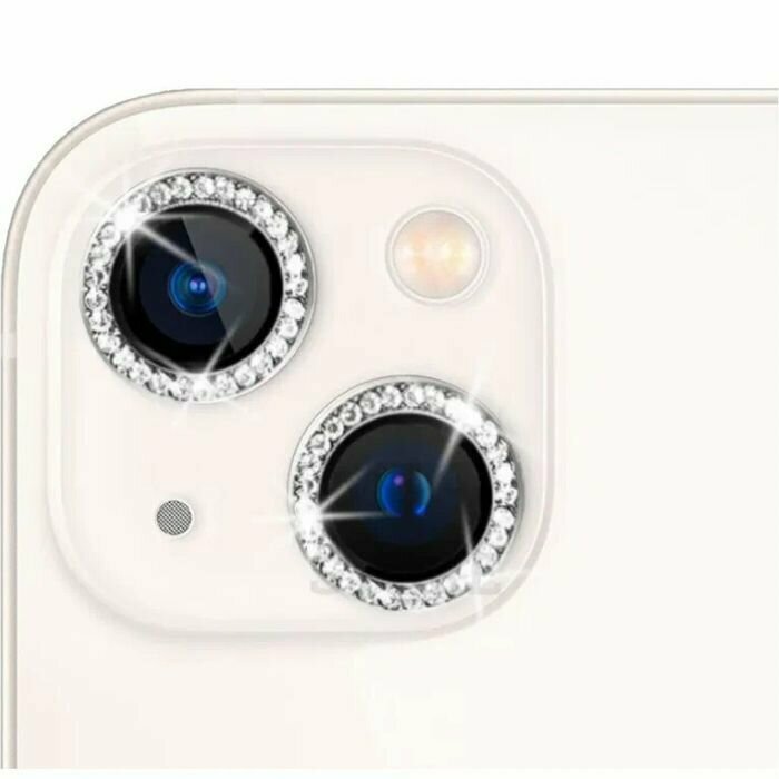 Защитные стекла (линзы) со стразами для камеры iPhone 14 / 14 Plus и iPhone 15 / 15 Plus