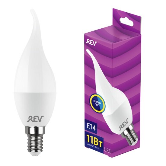 Лампочка светодиодная Rev свеча на ветру  FC37  11Вт  E14  2700K  880Лм  32516 1