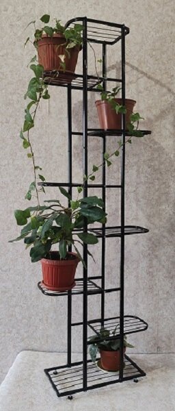 Подставка для цветов разборная 9 мест, 148х40х22, чёрная, металлическая