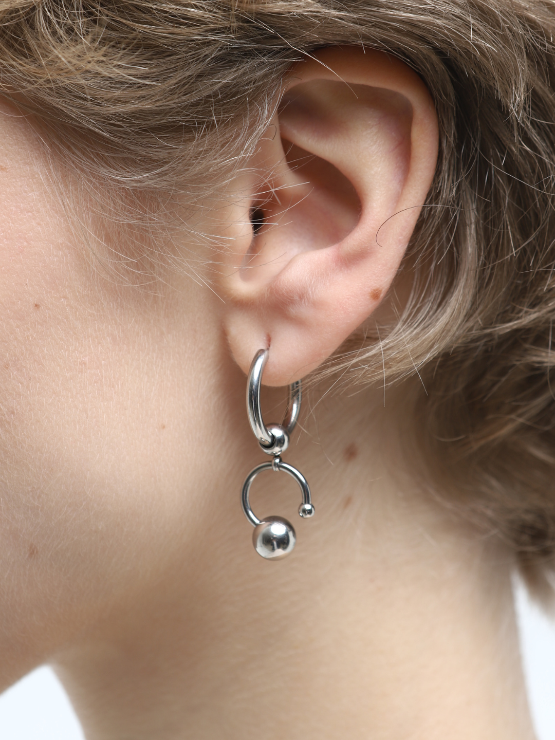 Серьги конго, с подвесками RESURS, серый, серебряный — фото 1