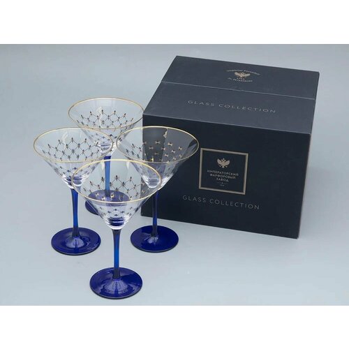 Набор из 4-х бокалов для Мартини 150мл Кобальтовая сетка Императорский Фарфоровый Завод 8320₽