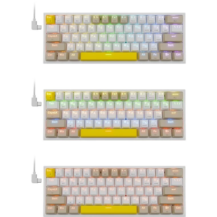 Клавиатура Redragon Fizz Pro, Bluetooth / USB, серый/белый тип подключения: комбинированная, интерфейс: Bluetooth / USB
