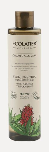 Изображение товара ECOLATIER Гель для душа Мицеллярный Интенсивное увлажнение Organic Aloe Vera, 350 мл