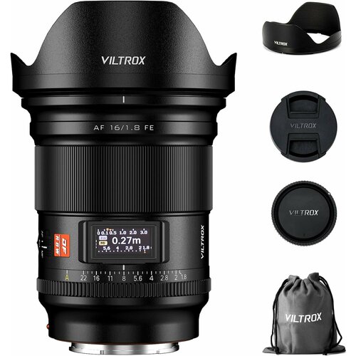 VILTROX 16 мм f18 E-Mount автофокусный полнокадровый сверхширокоугольный объектив с большой апертурой и встроенным ЖК-экраном для камер Sony с байонетом E 4599900₽