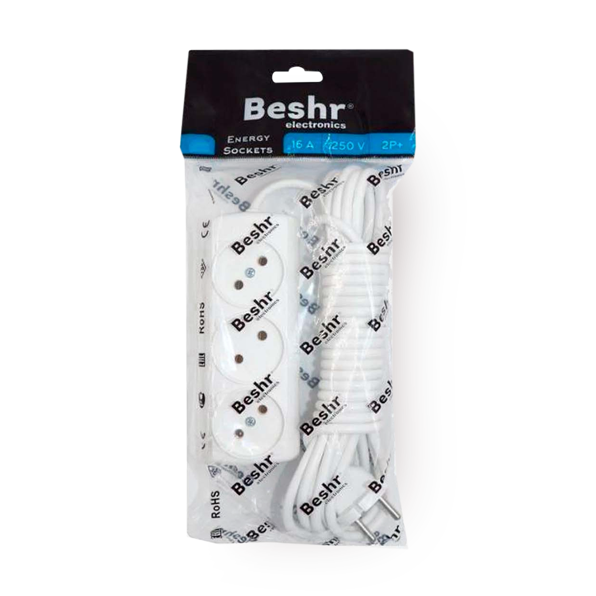 Удлинитель Beshr без заземлением 3x3, 1 pc.