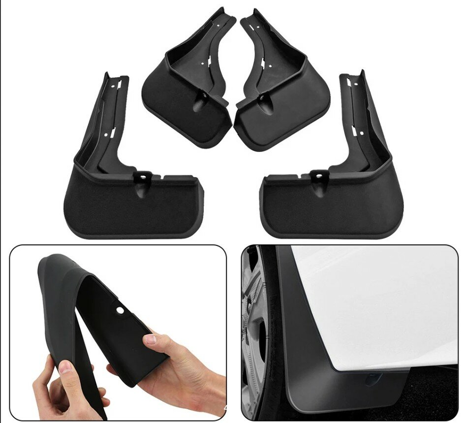 Брызговики универсальные, для BYD Song Plus, комплект 4 шт, полиуретан — фото 1