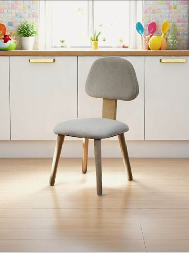 Изображение товара Детский стульчик мягкий Непоседа трапеция кремовый, деревянные ножки, рост ребенка 120-135 см