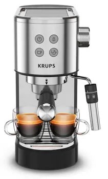 Krups Кофеварка рожковая XP444C, серебристый