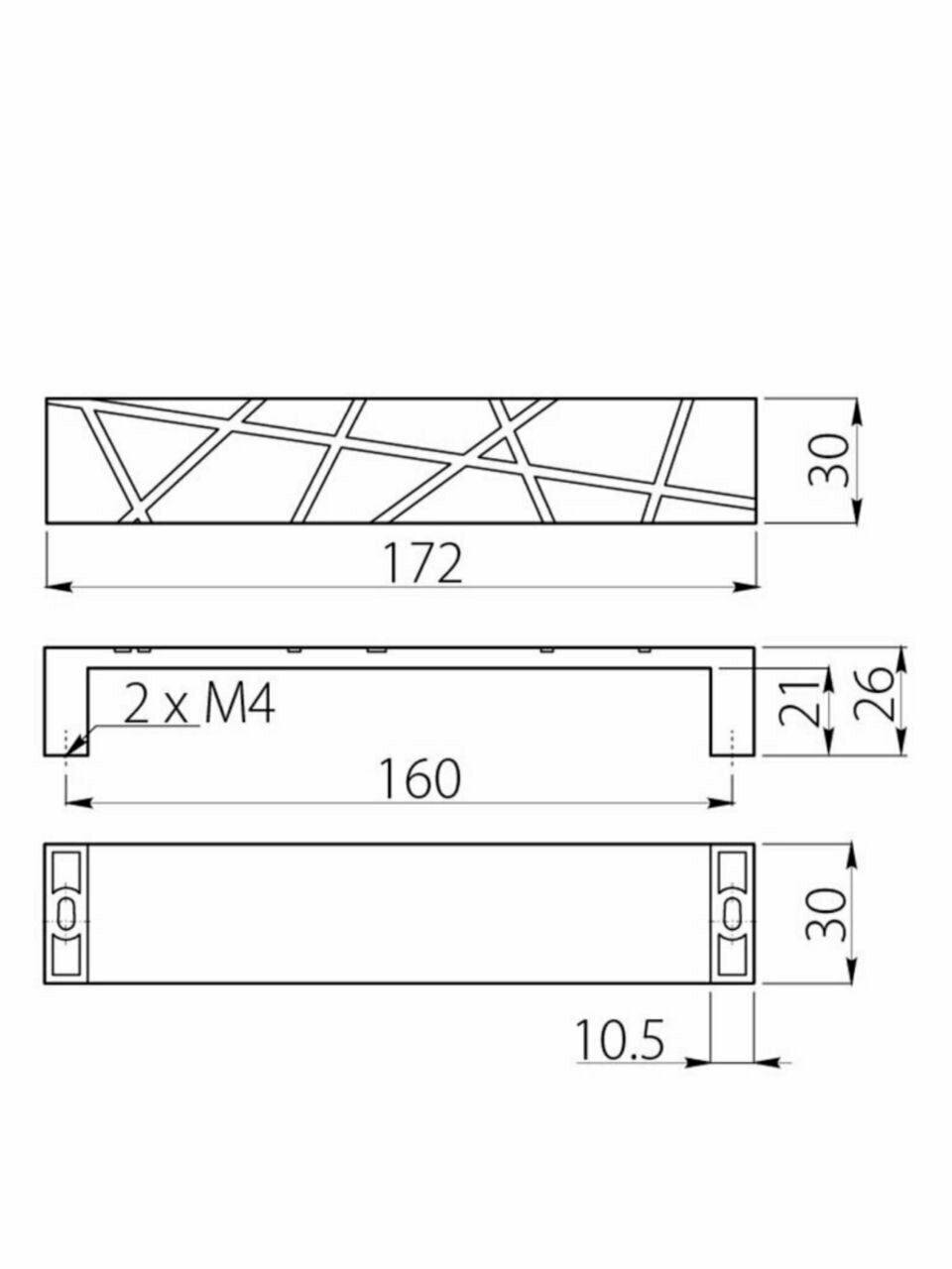 Ручка для мебели металлическая м/о 160мм — фото 1