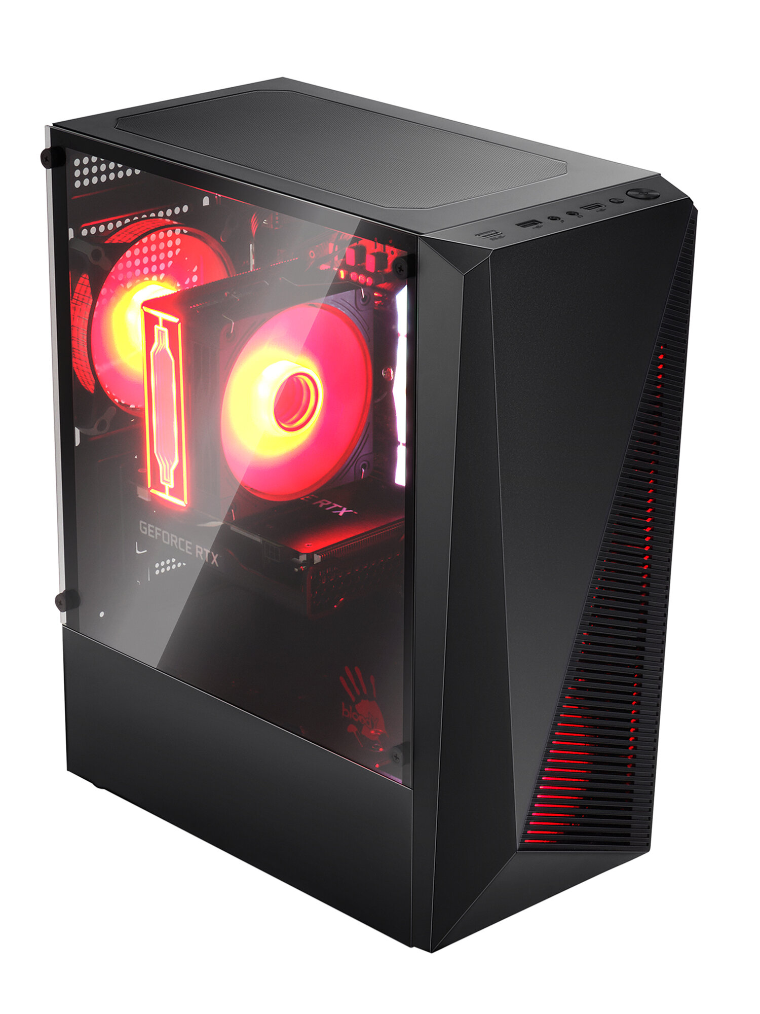 Корпус mATX BLOODY BD-CC102F, Midi-Tower, без БП, черный [bd-cc102f-bk] — фото 1