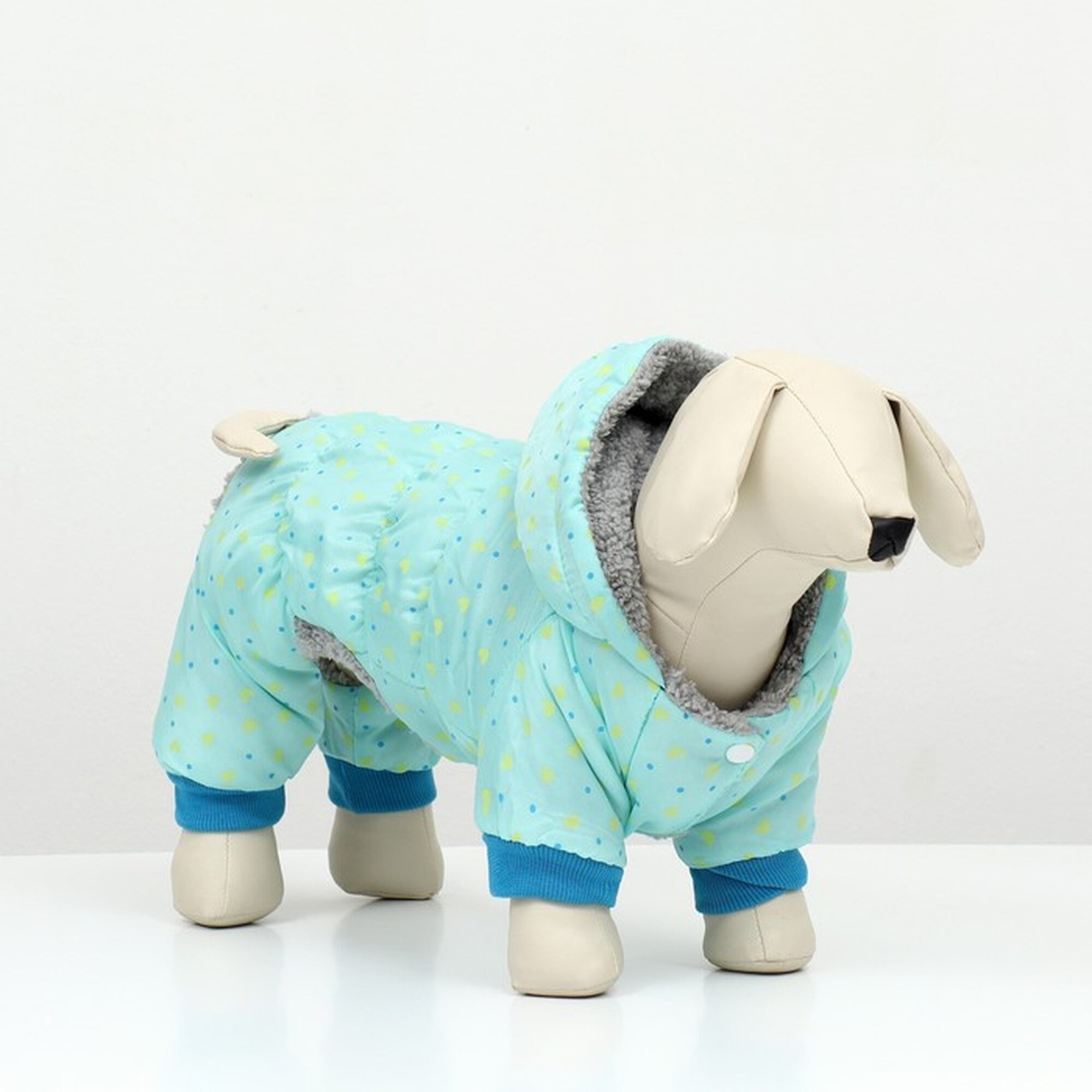 Комбинезон "нежный путь" на меховом подкладе размер XXL (ДС 45 ОШ 45 ОГ 55 см) голубой