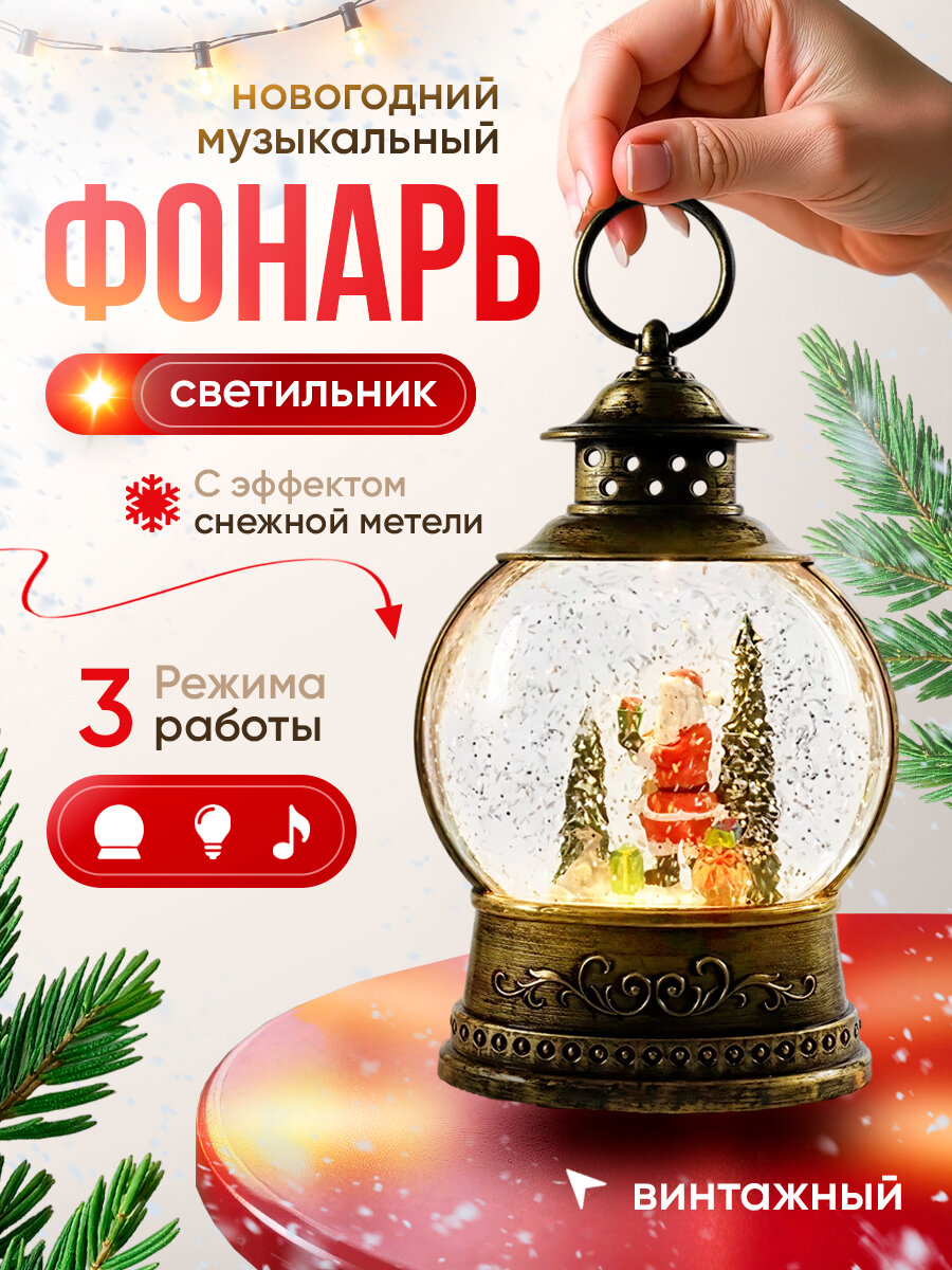 Светильник Round Snow Light, пластик, музыкальный, подсветка, USB, 1м