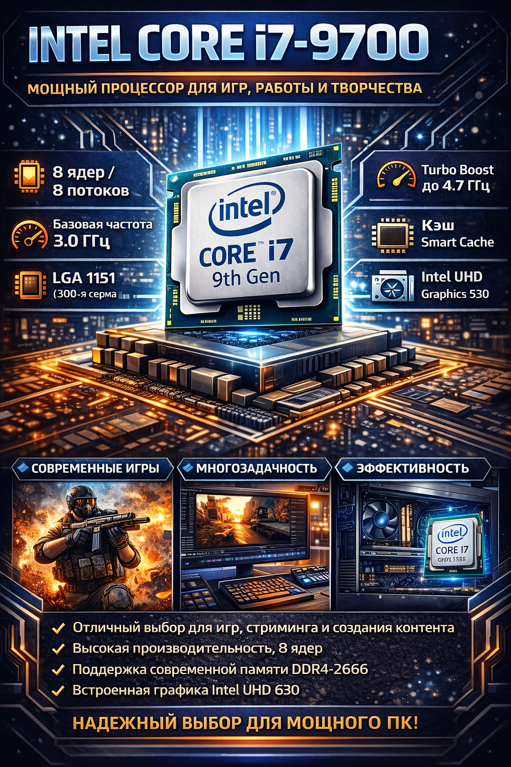 Intel Core i7-14700K Мощный процессор для любых задач 20 ядер/ 28 потоков 5.6 ГГц LGA 1700