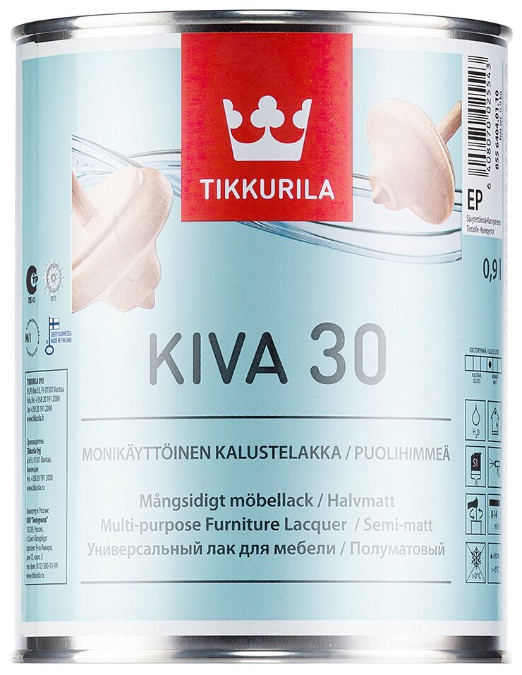 Tikkurila Kiva 30 бесцветный, полуматовая, 1.07 кг, 0.9 л