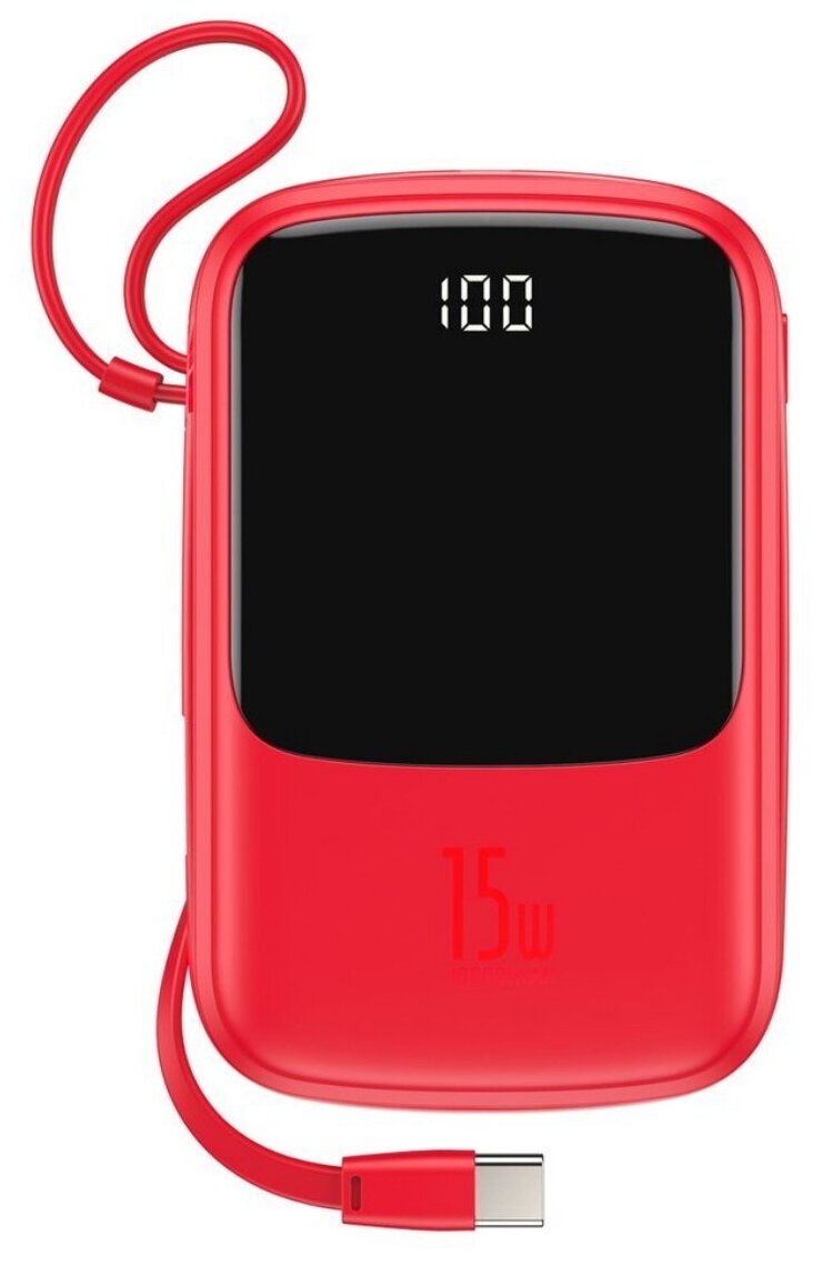 Внешний аккумулятор Baseus Qpow Digital Display 3A Power Bank 10000mAh (With Type-C Cable) (PPQD-A09, PPQD-A01, PPQD-A02) (red)