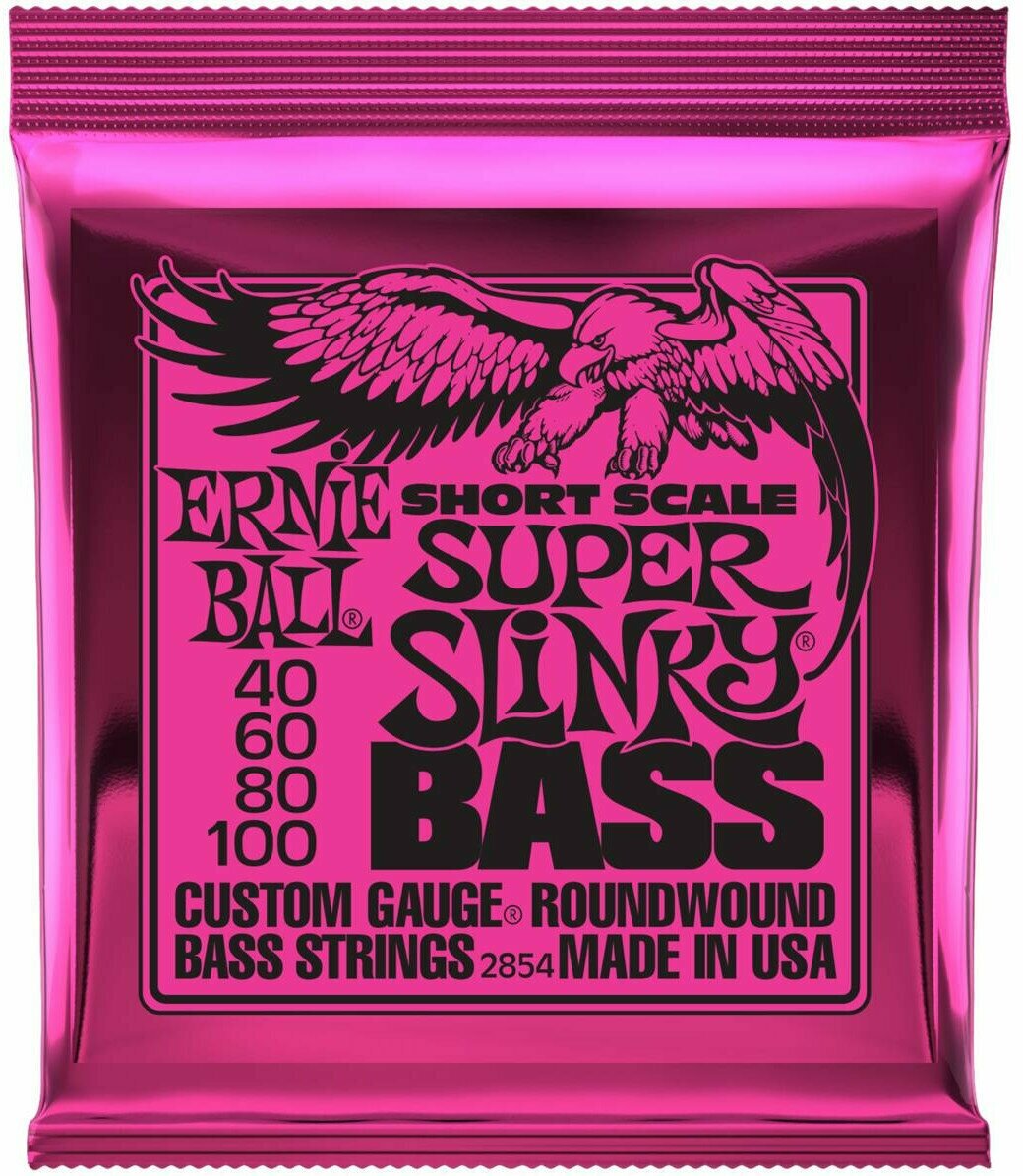 Комплект струн для бас-гитары ERNIE BALL 2854 Nickel Wound Bass Super Slinky Short Scale, 40-100